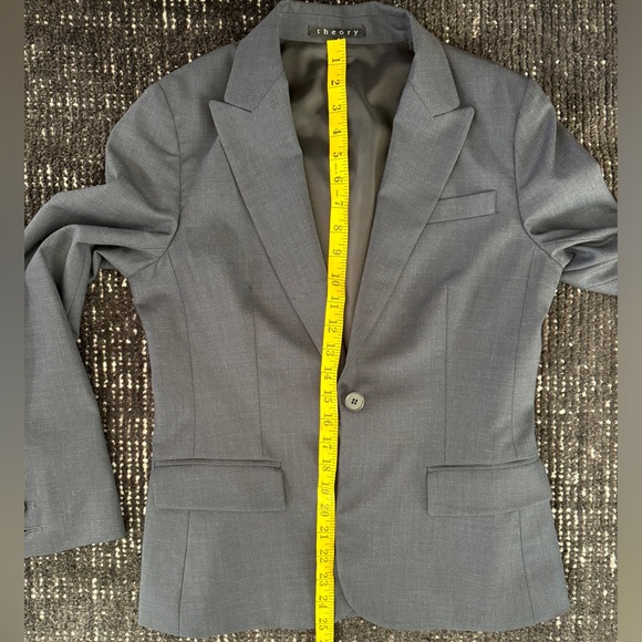 Theory single button notch lapel blazer dark blue Sz 8 - Picture 7 of 8